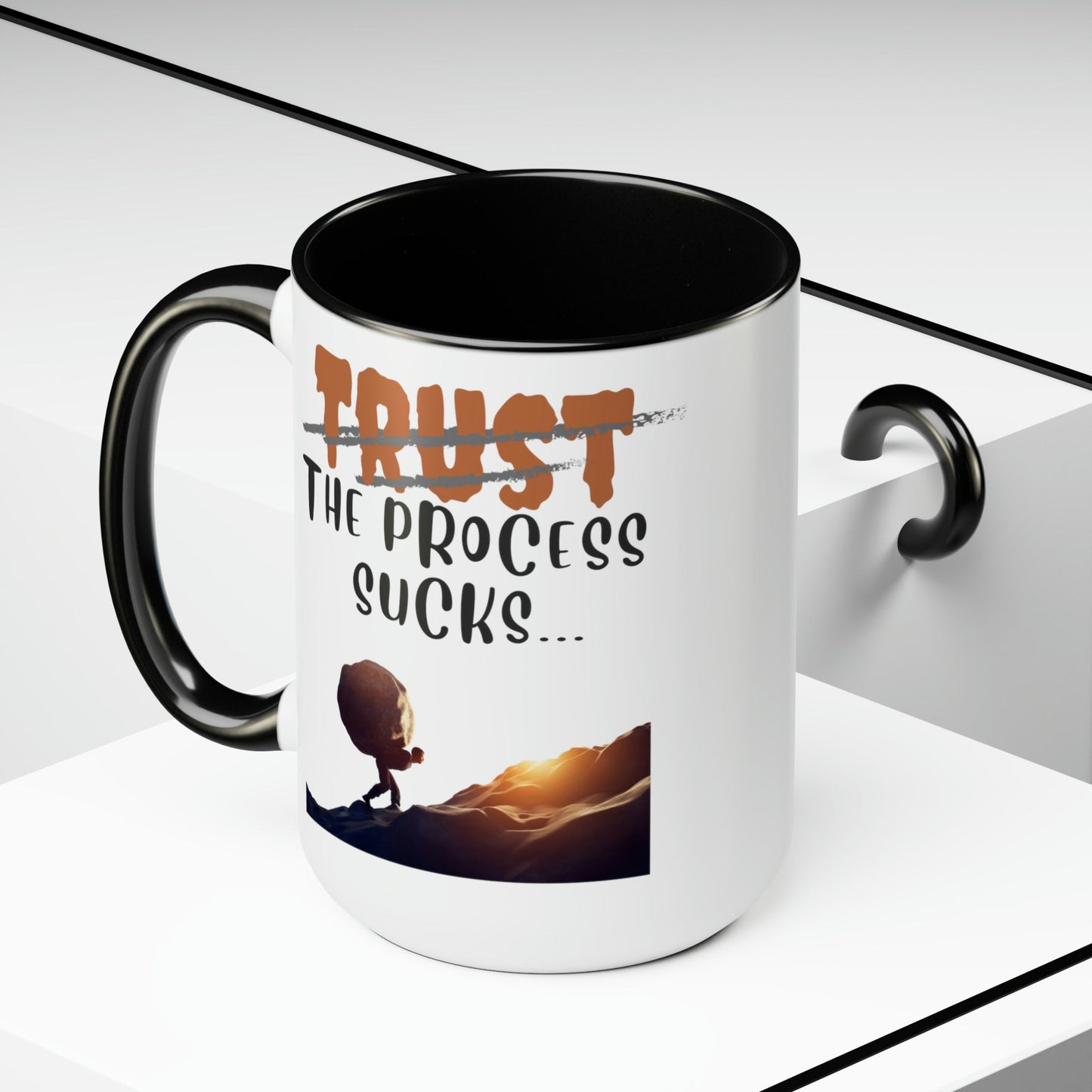 Two-Tone Coffee Mugs, Accent Mugs, Inspirational, Assorted Styles, 15oz