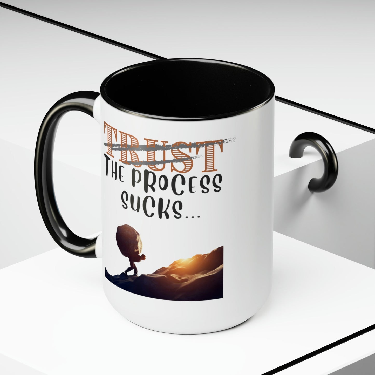 Two-Tone Coffee Mugs, Accent Mugs, Inspirational, Assorted Styles, 15oz